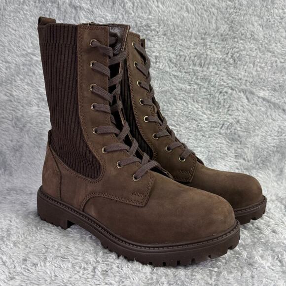 Bueno Stella Combat Boots Brown Suede Lace Up Booties Women's Size 9 - Picture 1 of 7